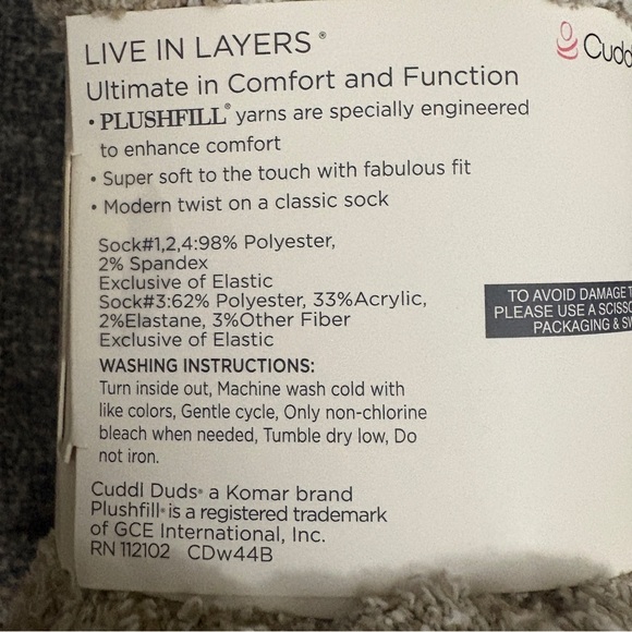 Cuddl Duds Women's Crew Socks - Black, Gray, and Cream Patterns - Picture 3 of 3